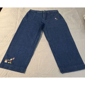 Vintage Poppin Denim Walt Disney Mickey Mouse Wide Legs Jeans XL